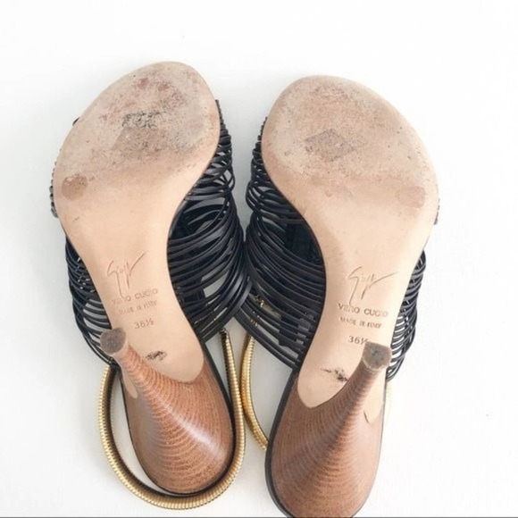 Giuseppe Zanotti Pissi Gold Ankle Band Leather Heeled Strap Sandals 36.5 / 6.5 - Picture 10 of 12